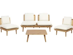 Set da giardino con tavolo 4 posti ACCADIA Legno di acacia certificato Beige chiaro