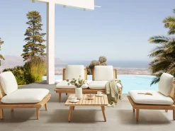Set da giardino con tavolo 4 posti ACCADIA Legno di acacia certificato Beige chiaro