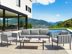 Set da giardino con tavolo 5 posti SKALA Metallo Grigio scuro