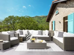 Set da giardino con tavolo 8 posti MAESTRO Modulare Rattan sintetico (PE) Tortora