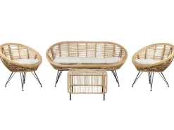Set da giardino con tavolo 4 posti MARATEA/CESENATICO Rattan Naturale