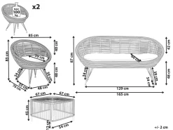 Set da giardino con tavolo 4 posti MARATEA/CESENATICO Rattan Naturale