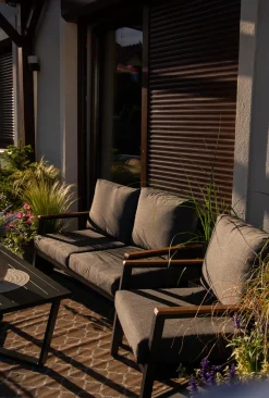 Set da giardino con tavolo 4 posti DELIA Metallo Grigio