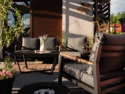 Set da giardino con tavolo 4 posti DELIA Metallo Grigio