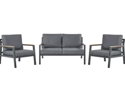 Set da giardino con tavolo 4 posti DELIA Metallo Grigio
