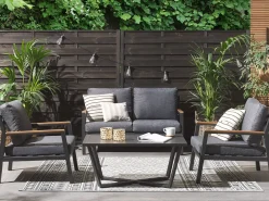 Set da giardino con tavolo 4 posti DELIA Metallo Grigio