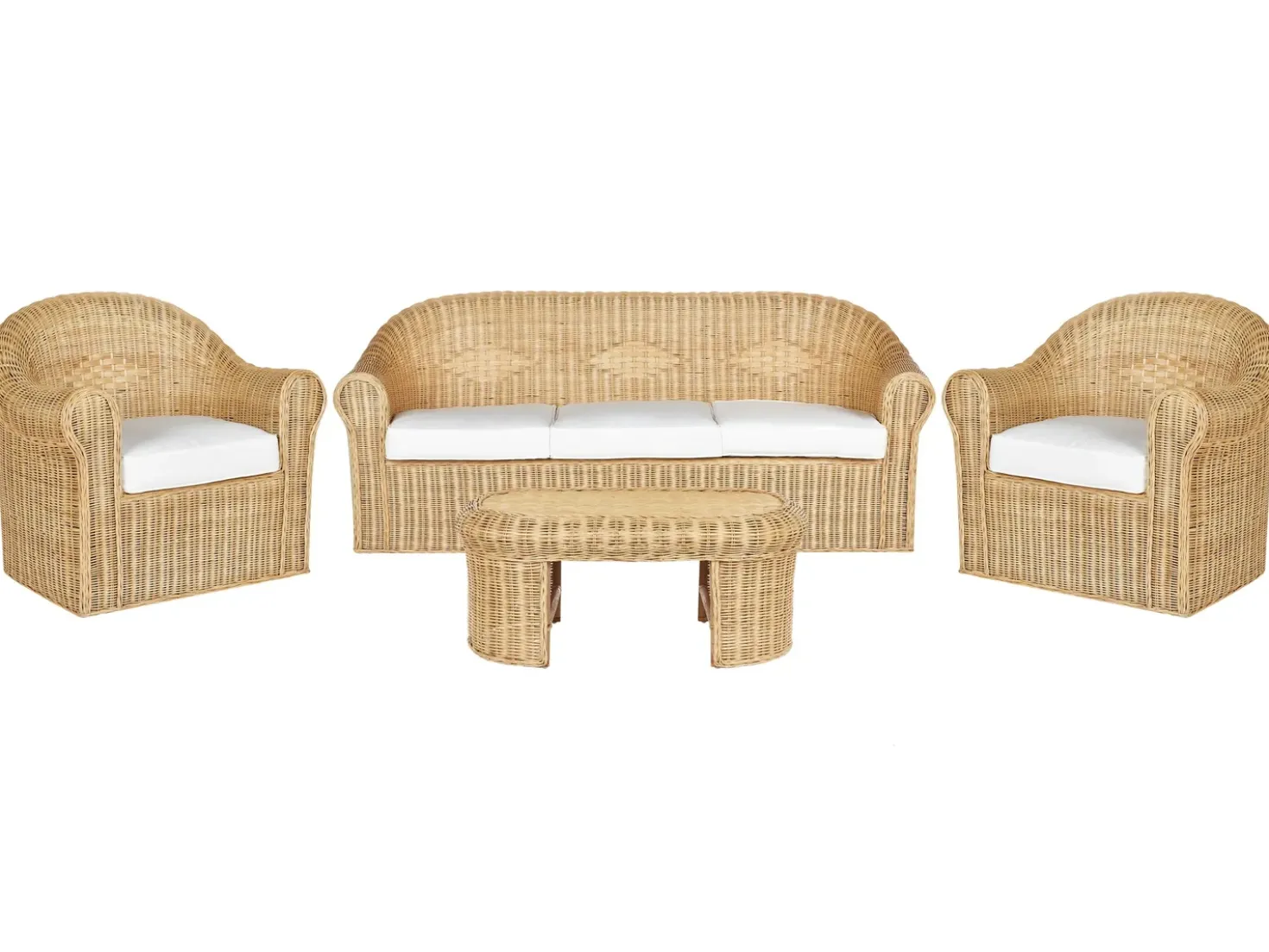 Set da giardino con tavolo 5 posti LIVADEIA Rattan Naturale
