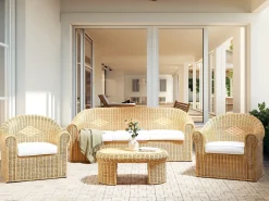 Set da giardino con tavolo 5 posti LIVADEIA Rattan Naturale