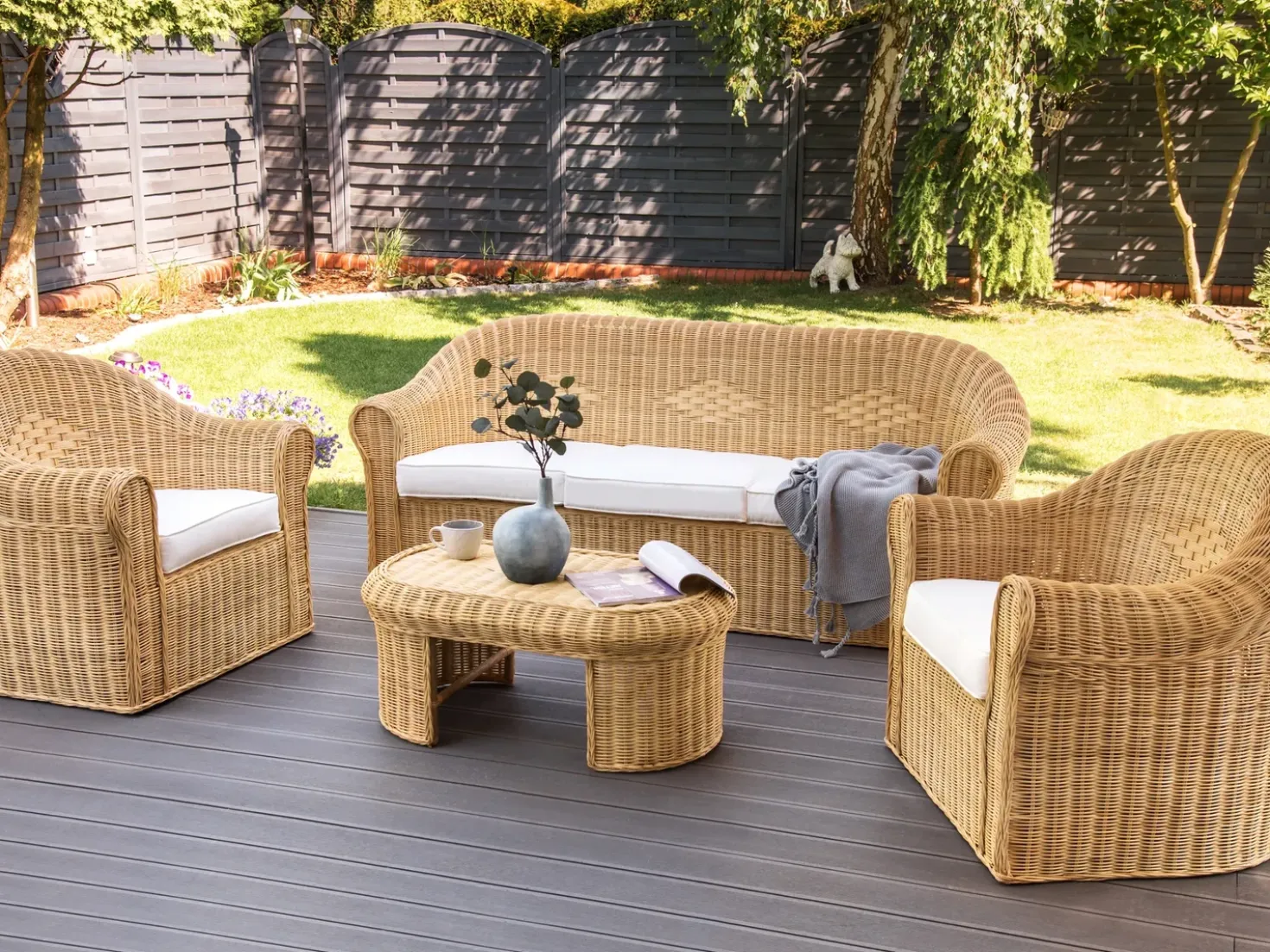 Set da giardino con tavolo 5 posti LIVADEIA Rattan Naturale