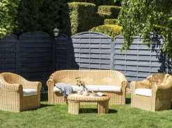 Set da giardino con tavolo 5 posti LIVADEIA Rattan Naturale