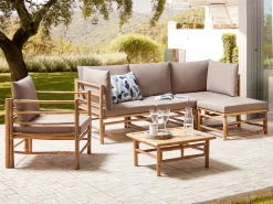 Set da giardino con tavolo 5 posti CERRETO Lato Sinistro Bambù Tortora