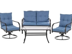 Set da giardino con tavolo 4 posti MESTRINO Metallo Blu