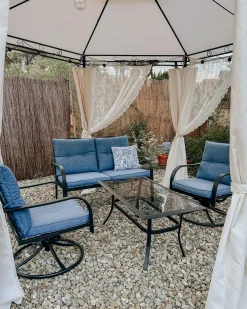 Set da giardino con tavolo 4 posti MESTRINO Metallo Blu