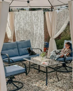 Set da giardino con tavolo 4 posti MESTRINO Metallo Blu