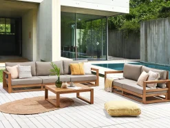 Set da giardino con tavolo 5 posti TIMOR Modulare Legno di acacia certificato Marrone chiaro