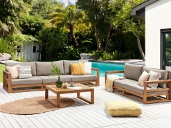 Set da giardino con tavolo 5 posti TIMOR Modulare Legno di acacia certificato Marrone chiaro
