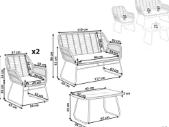 Set da giardino con tavolo 4 posti MINORI Rattan sintetico (PE) Beige