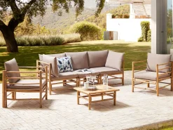 Set da giardino con tavolo 5 posti CERRETO Bambù Tortora