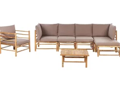 Set da giardino con tavolo 6 posti CERRETO Lato Sinistro Bambù Tortora