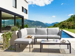 Set da giardino con tavolo 5 posti SKALA Metallo Grigio chiaro