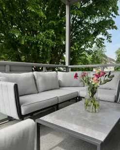 Set da giardino con tavolo 5 posti SKALA Metallo Grigio chiaro