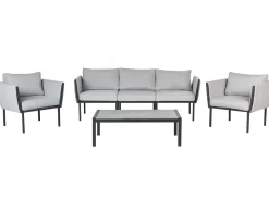 Set da giardino con tavolo 5 posti SKALA Metallo Grigio chiaro