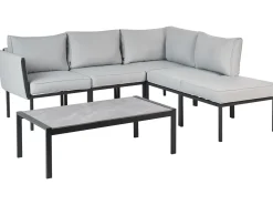 Set da giardino con tavolo 5 posti SKALA Metallo Grigio chiaro