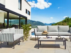 Set da giardino con tavolo 5 posti SKALA Metallo Grigio chiaro