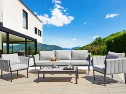 Set da giardino con tavolo 5 posti SKALA Metallo Grigio chiaro