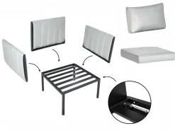 Set da giardino con tavolo 5 posti SKALA Metallo Grigio chiaro