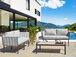 Set da giardino con tavolo 5 posti SKALA Metallo Grigio chiaro