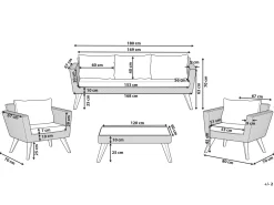 Set da giardino con tavolo 5 posti VITTORIA Rattan sintetico (PE) Grigio