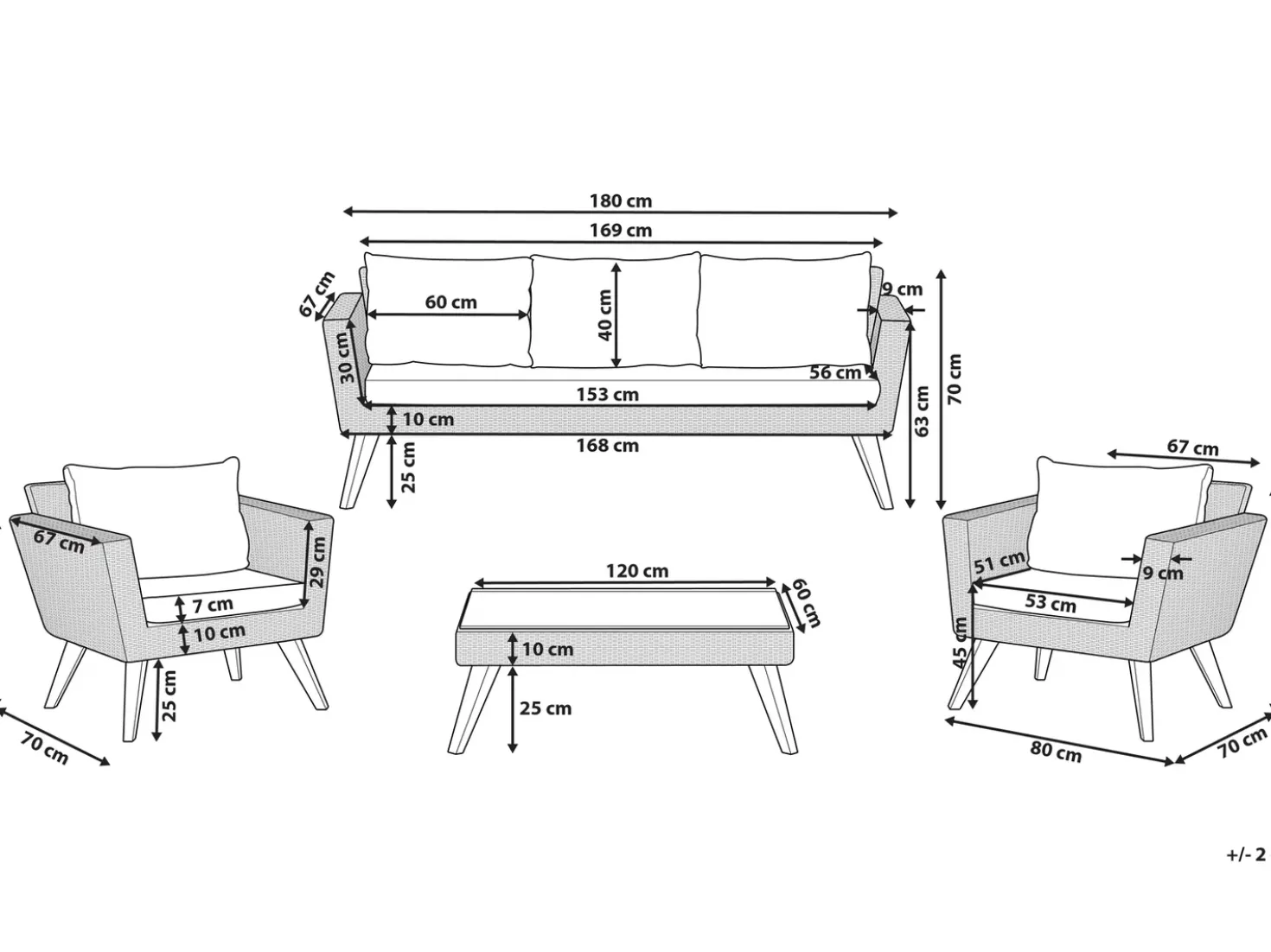 Set da giardino con tavolo 5 posti VITTORIA Rattan sintetico (PE) Grigio