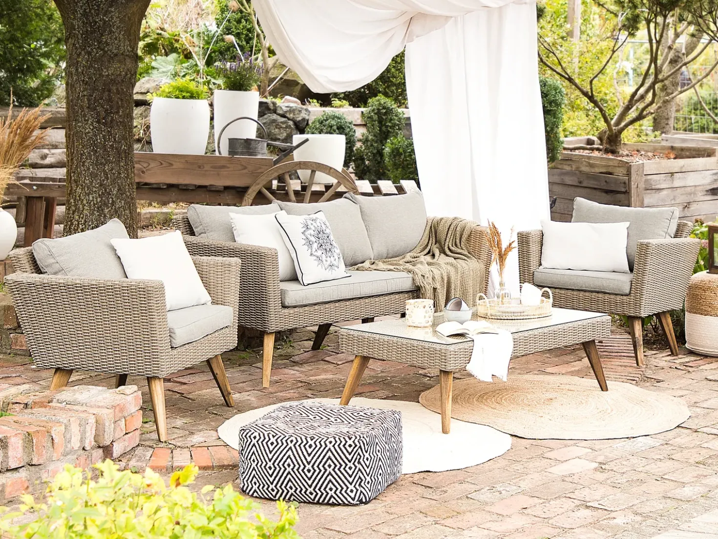 Set da giardino con tavolo 5 posti VITTORIA Rattan sintetico (PE) Grigio