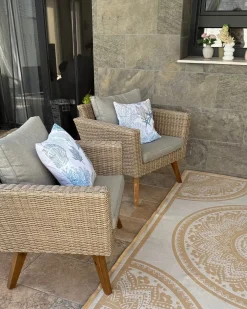 Set da giardino con tavolo 5 posti VITTORIA Rattan sintetico (PE) Grigio