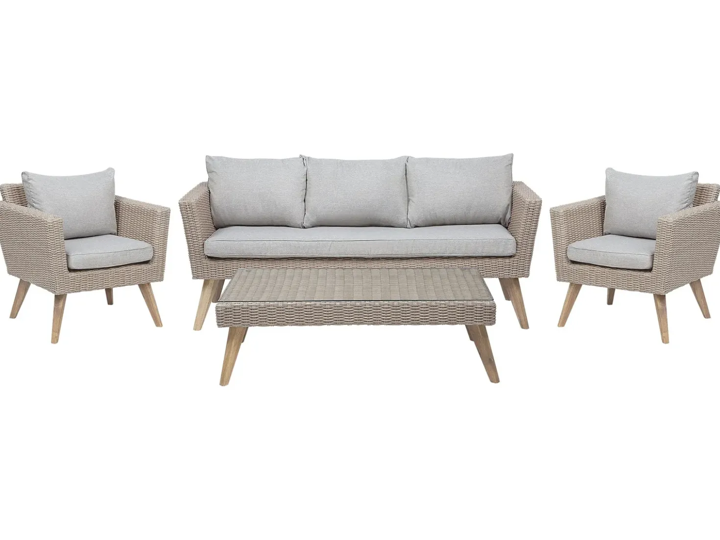 Set da giardino con tavolo 5 posti VITTORIA Rattan sintetico (PE) Grigio