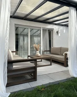 Set da giardino con tavolo 5 posti TIMOR Modulare Legno di acacia certificato Marrone scuro