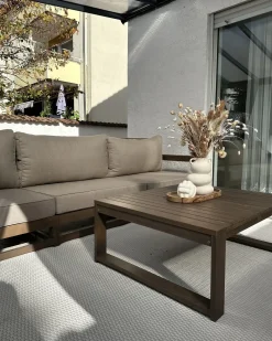 Set da giardino con tavolo 5 posti TIMOR Modulare Legno di acacia certificato Marrone scuro