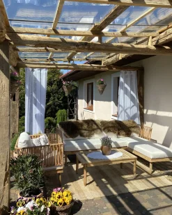 Set da giardino con tavolo 4 posti CREMONA Lato Sinistro Legno d'acacia Bianco sporco