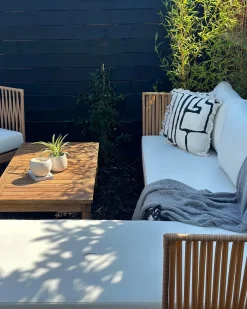 Set da giardino con tavolo 4 posti CREMONA Lato Sinistro Legno d'acacia Bianco sporco