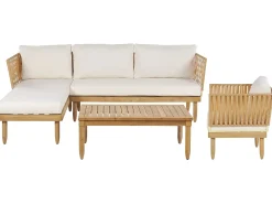 Set da giardino con tavolo 4 posti CREMONA Lato Sinistro Legno d'acacia Bianco sporco