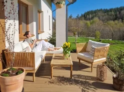 Set da giardino con tavolo 4 posti CREMONA Lato Sinistro Legno d'acacia Bianco sporco
