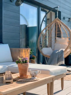 Set da giardino con tavolo 4 posti CREMONA Lato Sinistro Legno d'acacia Bianco sporco