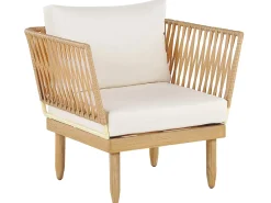 Set da giardino con tavolo 4 posti CREMONA Lato Sinistro Legno d'acacia Bianco sporco
