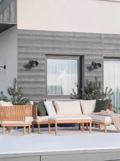 Set da giardino con tavolo 4 posti CREMONA Lato Sinistro Legno d'acacia Bianco sporco