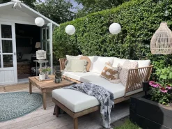 Set da giardino con tavolo 4 posti CREMONA Lato Sinistro Legno d'acacia Bianco sporco