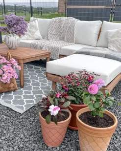 Set da giardino con tavolo 4 posti CREMONA Lato Sinistro Legno d'acacia Bianco sporco