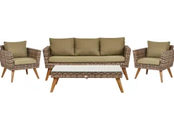 Set da giardino con tavolo 5 posti VITTORIA XL Rattan sintetico (PE) Verde oliva