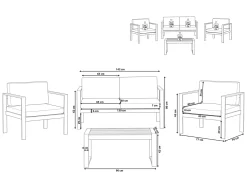 Set da giardino con tavolo 4 posti SALERNO Metallo Grigio chiaro
