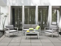 Set da giardino con tavolo 4 posti SALERNO Metallo Grigio chiaro